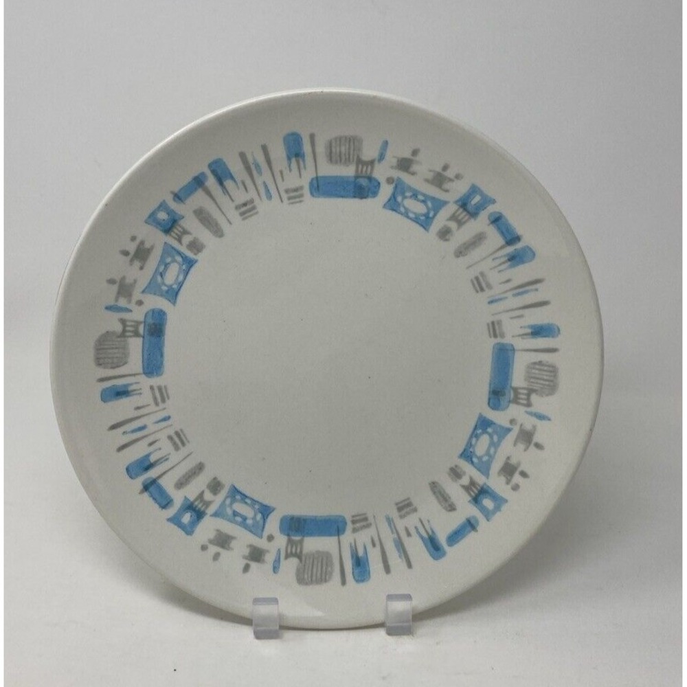Vintage MCM Blue Heaven Dinner Plate Royal China Atomic Retro Blue Gray USA